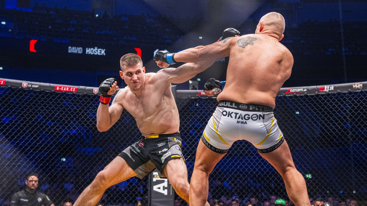 Šílenství v Oktagonu. David Hošek uškrtil soupeře, pak ho seřval a hodil po něm chránič zubů. Navíc mu vezme celou výplatu