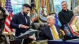 Trump představil speciální pás pro turnaj v Bílém domě. Topuria si z prezidenta udělal legraci